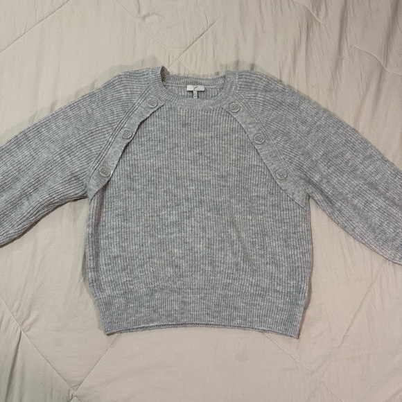 Joie Button Detailed Melange Knit Grey Designer Sweater Women’s Size Large - Picture 5 of 13